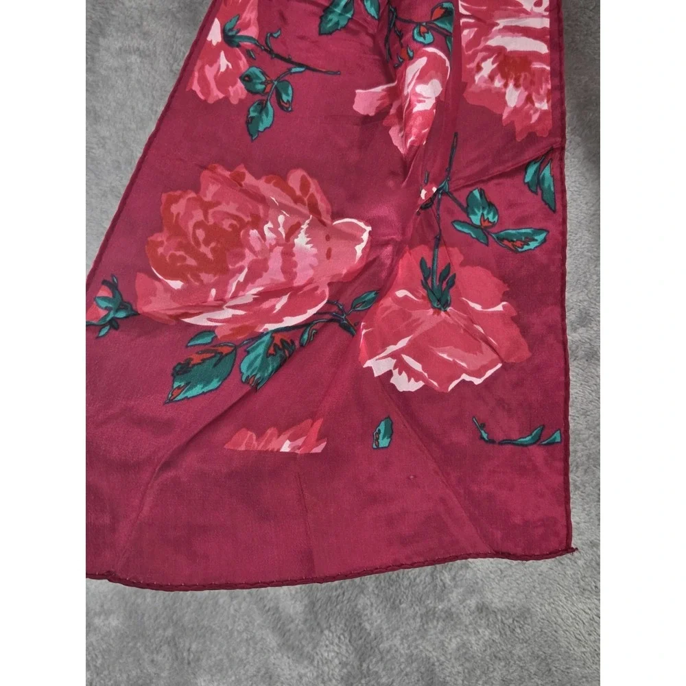 Vintage Baar Beards Silk Scarf Gorgeous 52 inch Red Floral